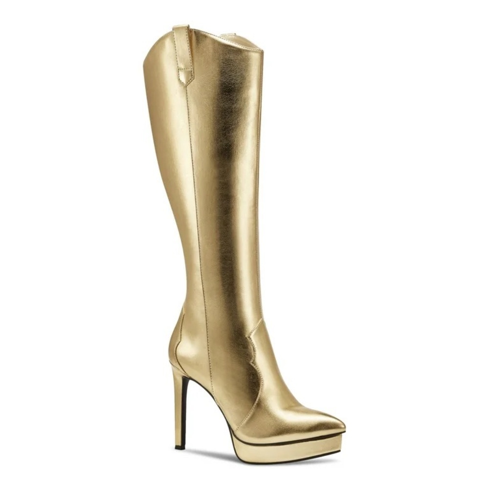 Thalia Sodi Womens Trixi Platform Stiletto Gold Matte 10M